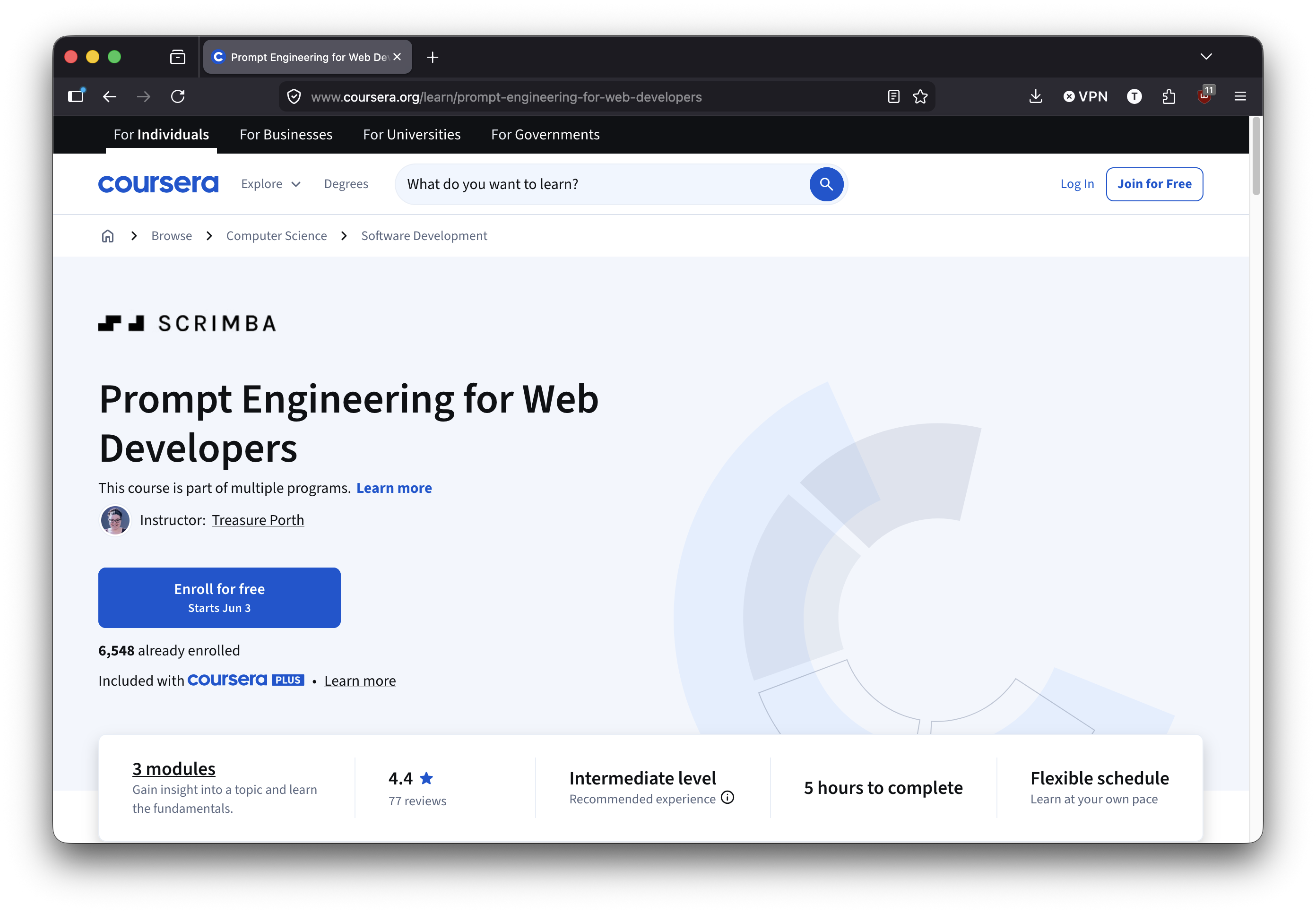 Prompt Engineering for Web Developers on Coursera
